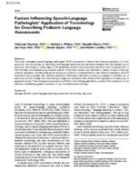 Factors influencing speech-language pathologists' application of terminology for describing pediatric language assessments