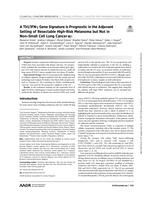 A Th1/IFN gamma gene signature is prognostic in the adjuvant setting of resectable high-risk melanoma but not in non-small cell lung cancer