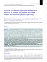 Uniform sarcolemmal dystrophin expression is required to prevent extracellular microRNA release and improve dystrophic pathology