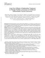 Long-term effects of radioiodine treatment on female fertility in survivors of childhood differentiated thyroid carcinoma