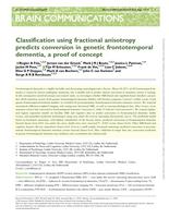 Classification using fractional anisotropy predicts conversion in genetic frontotemporal dementia, a proof of concept
