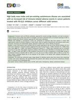 High body mass index and pre-existing autoimmune disease are associated with an increased risk of immune-related adverse events in cancer patients treated with PD-(L)1 inhibitors across different solid tumors