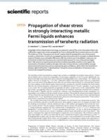 Propagation of shear stress in strongly interacting metallic Fermi liquids enhances transmission of terahertz radiation