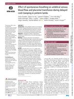 Effect of spontaneous breathing on umbilical venous blood flow and placental transfusion during delayed cord clamping in preterm lambs