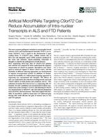 Artificial microRNAs targeting C9orf72 can reduce accumulation of intra-nuclear transcripts in ALS and FTD patients