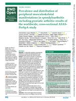 Prevalence and distribution of peripheral musculoskeletal manifestations in spondyloarthritis including psoriatic arthritis