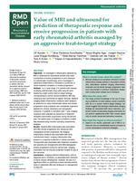 Value of MRI and ultrasound for prediction of therapeutic response and erosive progression in patients with early rheumatoid arthritis managed by an aggressive treat-to-target strategy