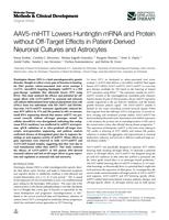 AAV5-miHTT lowers huntingtin mRNA and protein without off-target effects in patient-derived neuronal cultures and astrocytes