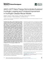 AAV5-miHTT gene therapy demonstrates sustained Huntingtin lowering and functional improvement in Huntington disease mouse models