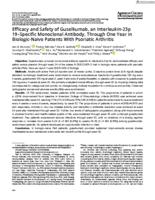 Efficacy and safety of guselkumab, an interleukin-23p 19-specific monoclonal antibody, through one year in biologic-naive patients with psoriatic arthritis