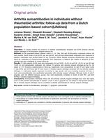 Arthritis autoantibodies in individuals without rheumatoid arthritis