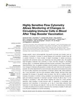 Highly sensitive flow cytometry allows monitoring of changes in circulating immune cells in blood after Tdap booster vaccination