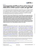 Immunogenicity and efficacy of one and two doses of Ad26.COV2.S COVID vaccine in adult and aged NHP