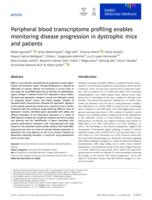 Peripheral blood transcriptome profiling enables monitoring disease progression in dystrophic mice and patients
