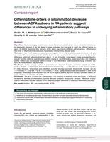 Differing time-orders of inflammation decrease between ACPA subsets in RA patients suggest differences in underlying inflammatory pathways