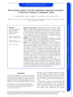 What predicts quality of life after subthalamic deep brain stimulation in Parkinson's disease? A systematic review