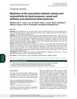 Mediation of the association between obesity and osteoarthritis by blood pressure, vessel wall stiffness and subclinical atherosclerosis