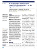 IL-6 signaling in macrophages is required for immunotherapy-driven regression of tumors