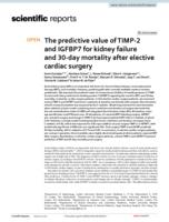 The predictive value of TIMP-2 and IGFBP7 for kidney failure and 30-day mortality after elective cardiac surgery