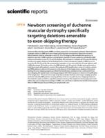 Newborn screening of duchenne muscular dystrophy specifically targeting deletions amenable to exon-skipping therapy