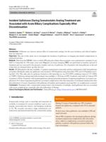 Incident gallstones during somatostatin analog treatment are associated with acute biliary complications especially after discontinuation