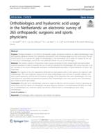 Orthobiologics and hyaluronic acid usage in the Netherlands