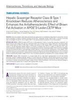 Hepatic scavenger receptor class B type 1 knockdown reduces atherosclerosis and enhances the antiatherosclerotic effect of brown fat activation in APOE*3-Leiden.CETP mice