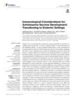 Immunological considerations for schistosoma vaccine development: transitioning to endemic settings