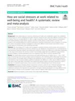 How are social stressors at work related to well-being and health?