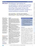 Practitioners' perceptions of acceptability of a question prompt list about palliative care for advance care planning with people living with dementia and their family caregivers