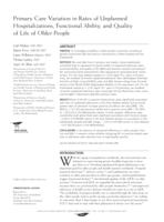 Primary care variation in rates of unplanned hospitalizations, functional ability, and quality of life of older people