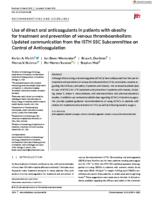 Use of direct oral anticoagulants in patients with obesity for treatment and prevention of venous thromboembolism