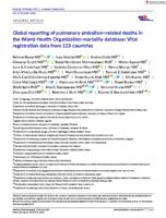 Global reporting of pulmonary embolism-related deaths in the World Health Organization mortality database