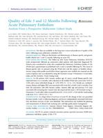 Quality of life 3 and 12 months following acute pulmonary embolism analysis from a prospective multicenter cohort study