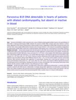 Parvovirus B19 DNA detectable in hearts of patients with dilated cardiomyopathy, but absent or inactive in blood