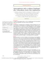 Anticoagulation with or without clopidogrel after transcatheter aortic-valve implantation