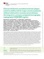 Clinical risk factors and atherosclerotic plaque extent to define risk for major events in patients without obstructive coronary artery disease