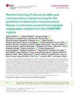 Machine learning of clinical variables and coronary artery calcium scoring for the prediction of obstructive coronary artery disease on coronary computed tomography angiography