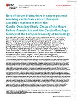 Role of serum biomarkers in cancer patients receiving cardiotoxic cancer therapies