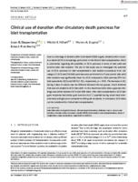 Clinical use of donation after circulatory death pancreas for islet transplantation