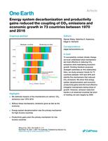 Energy system decarbonization and productivity gains reduced the coupling of CO2 emissions and economic growth in 73 countries between 1970 and 2016