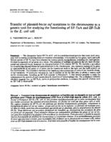 Transfer of plasmid-borne tuf mutations to the chromosome as a genetic tool for studying the functioning of EF-TuA en EF-TuB in the E. coli cell