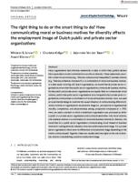 The right thing to do or the smart thing to do? How communicating moral or business motives for diversity affects the employment image of Dutch public and private sector organizations