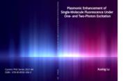 Plasmonic enhancement of single-molecule fluorescence under one- and two-photon excitation