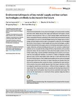 Environmental impacts of key metals' supply and low‐carbon technologies are likely to decrease in the future