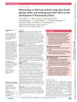 Determining in which pre-arthritis stage HLA-shared epitope alleles and smoking exert their effect on the development of rheumatoid arthritis