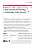 Metabolomic and transcriptomic profiling of adult mice and larval zebrafish leptin mutants reveal a common pattern of changes in metabolites and signaling pathways
