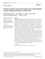 Treatment with the monoclonal calcitonin gene-related peptide receptor antibody erenumab