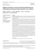Migraine prevalence in visual snow with prior illicit drug use (hallucinogen persisting perception disorder) versus without