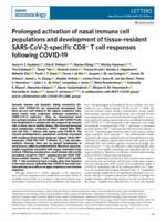 Prolonged activation of nasal immune cell populations and development of tissue-resident SARS-CoV-2-specific CD8(+) T cell responses following COVID-19